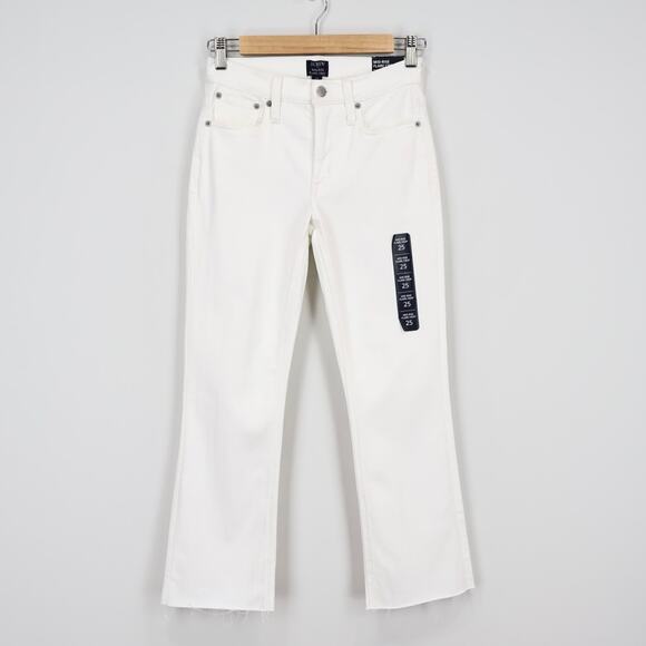 NWT J. Crew Factory Mid-Rise Flare Crop Signature Stretch Denim White Size 25 - Picture 1 of 9